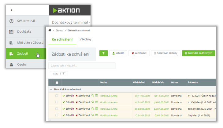 Obr. 28: Zpracování žádosti z menu žádostí ve webové aplikaci