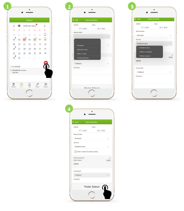 Obr. 19: Proces podání žádosti v mobilní aplikaci