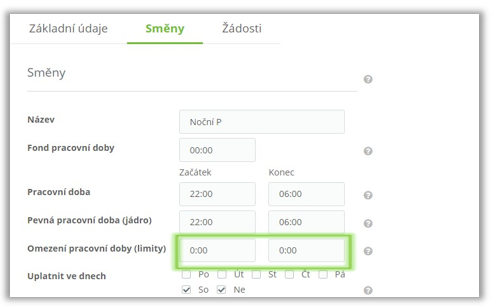 Obr. 39: Nastavení omezení pracovní doby