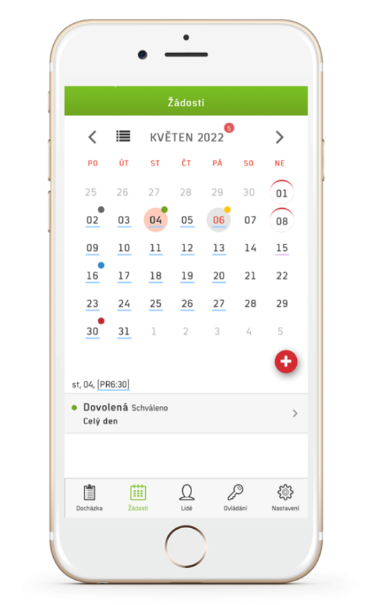 Obr. 21: Ukázka zobrazení žádostí v mobilní aplikaci