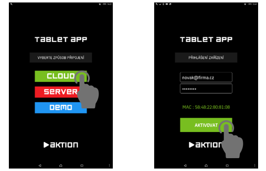 Obr. 10: Úvodní a přihlašovací obrazovka – CLOUD